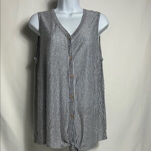 Rachel Zoe Navy and White Linen Tank Top Women’s Size Large Sleeveless Blouse